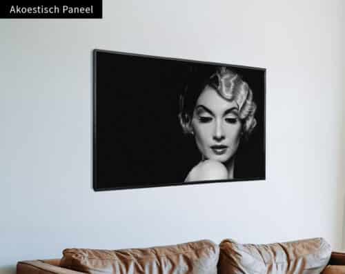 Wall Visual Akoestisch Paneel Black and White Fashion Woman