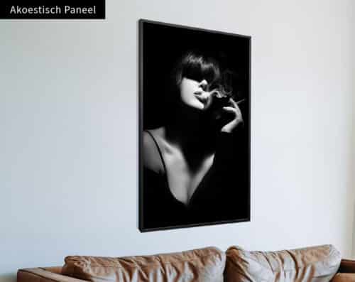 Wall Visual Akoestisch Paneel Black White Smoking Woman