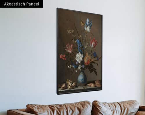 Wall Visual Akoestisch Paneel Bloemen in een Wan Li vaas en schelpen, Balthasar van der Ast