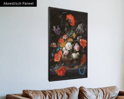 Wall Visual Akoestisch Paneel Stilleven met bloemen en een horloge, Abraham Mignon