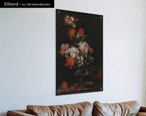 Wall visual dibond Stilleven met bloemen, Jacob Campo Weyerman