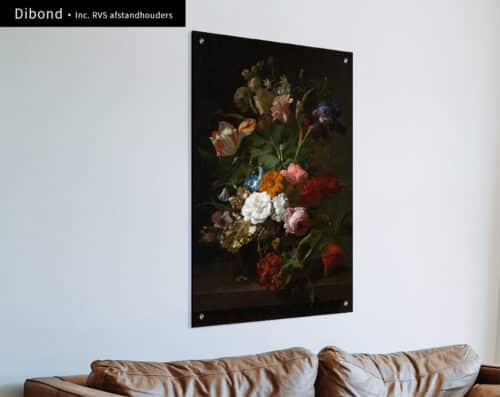 Wall visual dibond Vaas met bloemen, Rachel Ruysch