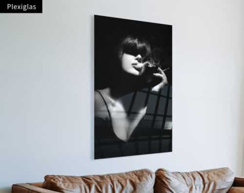 Wall Visual Plexiglas Black White Smoking Woman