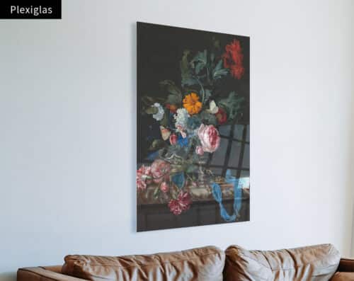 Wall Visual Plexiglas Bloemstilleven Met Horloge, Willem van Aelst