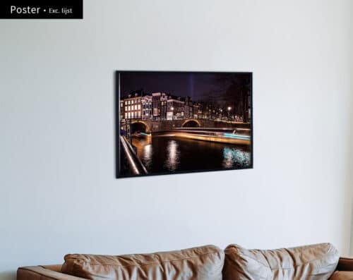 Wall Visual Poster Amsterdam Canal By Night Light Trails