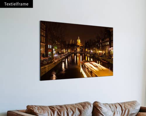 Wall Visual Textielframe Amsterdam Canal By Night