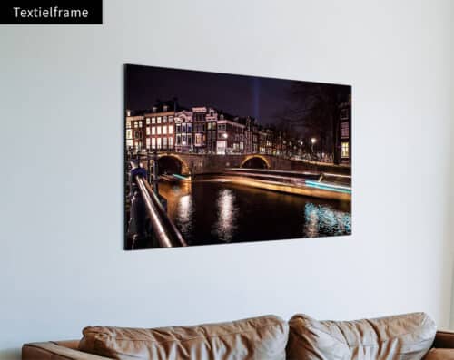 Wall Visual Textielframe Amsterdam Canal By Night Light Trails