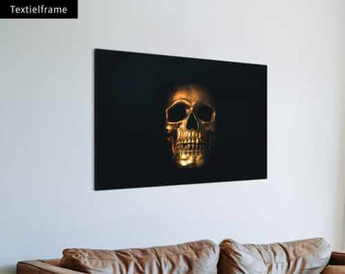 Wall Visual Textielframe Golden skull