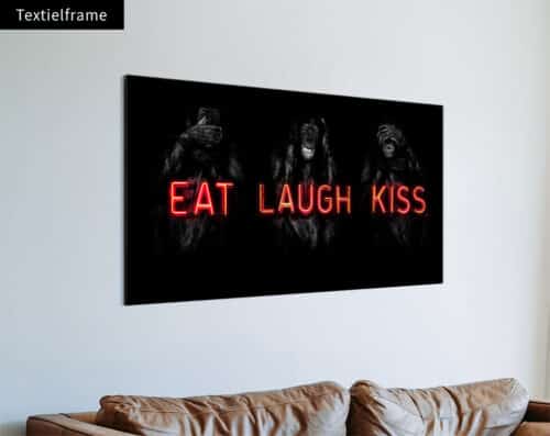 Wall Visual Textielframe Panorama Eat Laugh Kiss