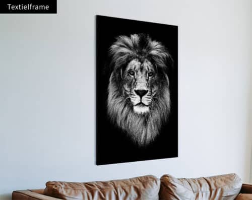 Wall Visual Textielframe Lion Black White