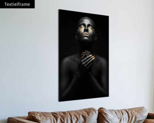 Wall Visual Textielframe Woman Gold Dripping Eyes