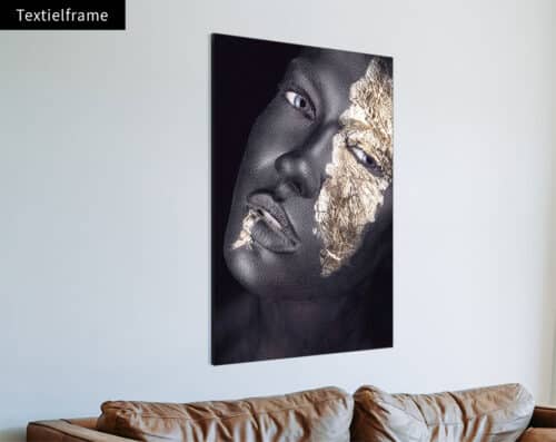 Wall Visual Textielframe Woman Golden Face