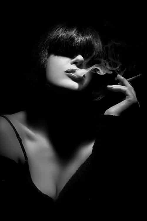 Black White Smoking Woman