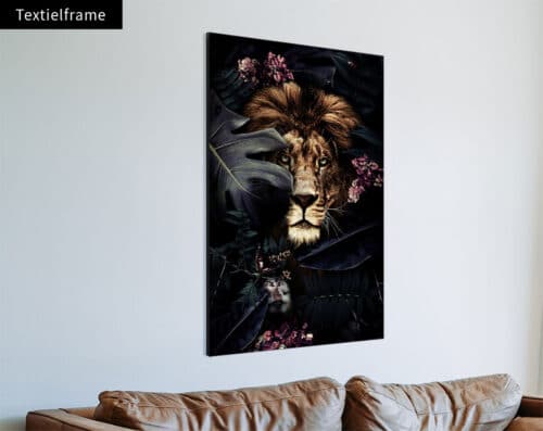 Wall Visual Textielframe Midnight Jungle Lion