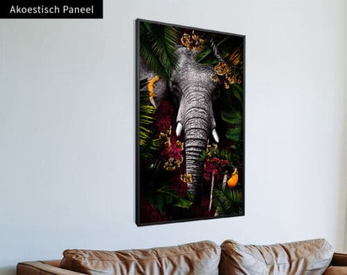 Wall Visual Akoestisch Paneel Tropical Jungle Elephant