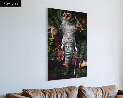 Wall Visual Plexiglas Tropical Jungle Elephant
