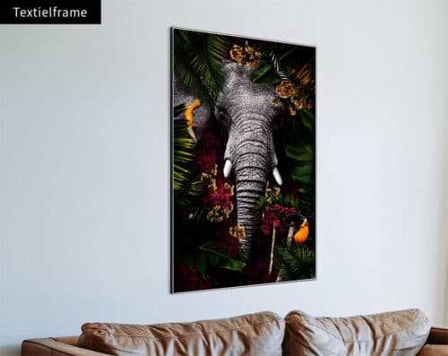 Wall Visual Textielframe Tropical Jungle Elephant