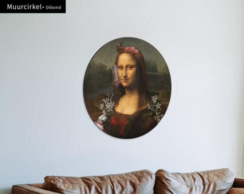Muurcirkel dibond De Bloemige Mona Lisa