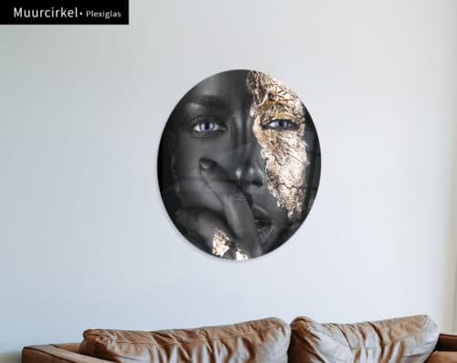 Muurcirkel plexiglas Woman Golden Look