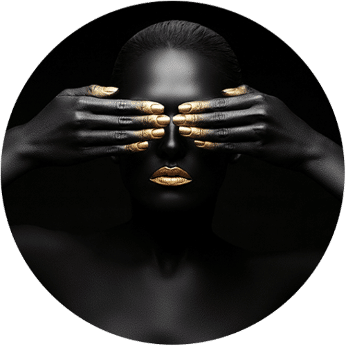 Woman Gold Hiding Eyes Muurcirkel